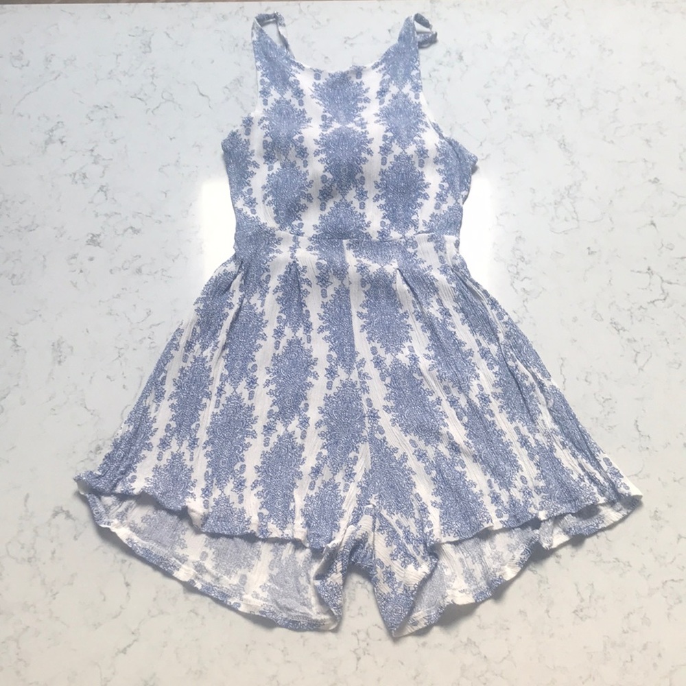 Boho open back romper